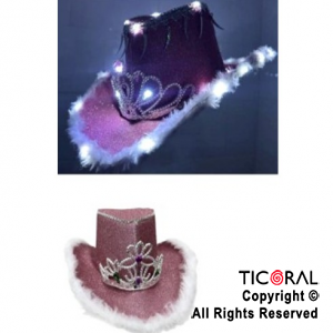 SOMBRERO COWGUIRL PRINCESA ROSA CON LUZ x 1